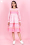 Cambric Cotton Short Tiered Dress In Block Print
